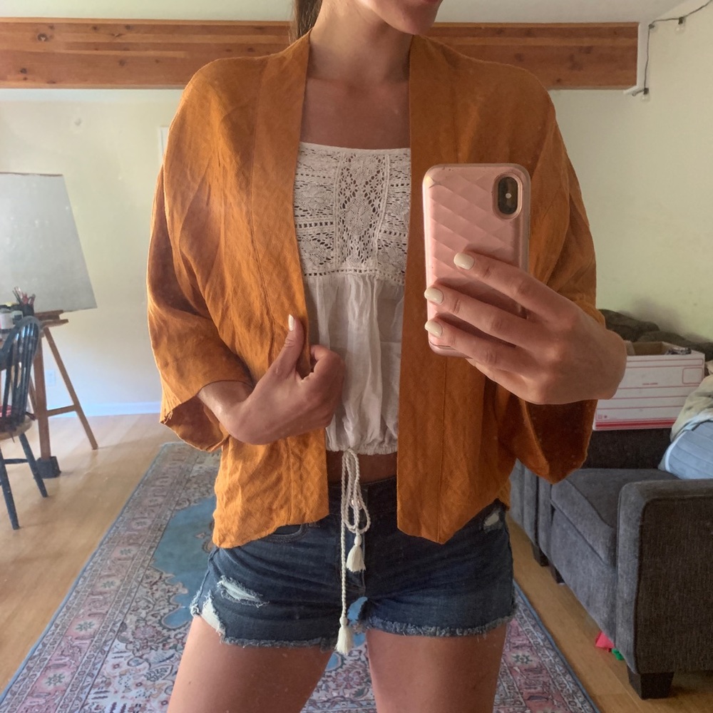 a new day Target mustard 3/4 sleeve cardigan